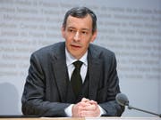 Vizekanzler Jörg de Bernardi informiert über die Stellungnahme des Bundesrates zum gewaltsamen Tod des saudischen Journalisten Jamal Khashoggi. (Bild: KEYSTONE/PETER KLAUNZER)
