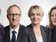 Drei Frauen und ein Mann wollen Bundesrätin Doris Leuthard beerben: Viola Amherd, Peter Hegglin, Elisabeth Schneider-Schneiter und Heidi Z'graggen. (Bild: Keystone/GAETAN BALLY / URS FLUEELER)