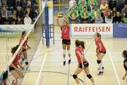 Beim Auftritt von Volley Toggenburg am Sonntagnachmittag hat es an der Abstimmung gefehlt. (Bild: Reinhard Kolb)
