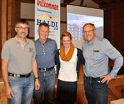 Sie waren die Hauptpersonen der diesjährigen GV der Haldifreunde; von links: Werner Arnold, Beat Arnold, Jolanda Annen und Hans Müller. (Bild: Josef Mulle, Haldi, 24. Oktober 2018)