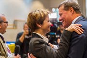 2015 gemeinsam im Amt bestätigt: die beiden Thurgauer Ständeräte Brigitte Häberli und Roland Eberle. (Bild: Andrea Stalder (18. Oktober 2015)