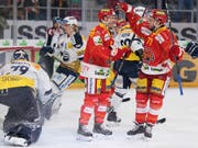 Die Bieler haben gegen Ambri einigen Grund zu jubeln (Bild: KEYSTONE/DANIEL TEUSCHER)