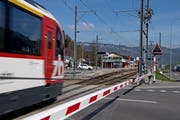 Bahnübergang beim Bahnhof Dallenwil. (Bild: Corinne Glanzmann, 10. April 2018)