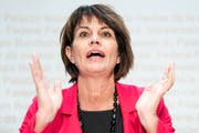 Bundesrätin Doris Leuthard stellte die Ausbauschritte 2035 vor. (Bild: Peter Schneider / Keystone (Bern, 31. Oktober 2018))