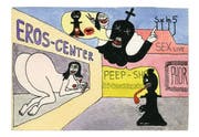 Gefährliche Lust auf den Sieg: Die Dame schlagen, hiesse Schachmatt (Postkarte von Martin Zimmermann). Bilder aus dem besprochenen Band