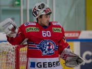 Lakers-Goalie Melvin Nyffeler stand gegen Zug ein weiteres Mal auf verlorenem Posten (Bild: KEYSTONE/PATRICK B. KRAEMER)