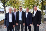 Der neue Gemeinderat von Risch (von links): Ruedi Knüsel, Franz Zoppi, Peter Hausherr, Roland Zerr und Markus Scheidegger. (Bild: Jakob Ineichen Kaiser (Risch, 7. Oktober 2018))