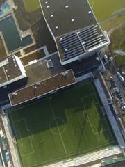 Ein Kunstprojekt soll ungewohnte Einblicke in den Sportpark Bergholz ermöglichen. (Bild: Ralph Ribi)