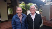 Die Brüder Ruedi Huwyler (links) und Hermann Huwiler hatten viel zu erzählen. (Bild: Philipp Unterschütz (Melchtal, 2. Oktober 2018))