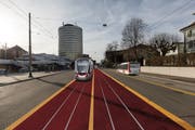 So hätte das St.Galler Tram aussehen können: Diese Pläne verfolgen Stadtrat und Kanton vorerst nicht weiter. (Visualisierung: PD)