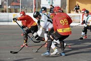 Die Rebells mit Goran Nisevic (Mitte) sind einmal mehr zu schnell für den Gegner. (Bild: Stefan Kaiser)