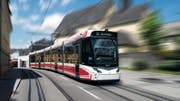 Eine Stadler-Strassenbahn des Typs Tramlink, wie sie im österreichischen Gmunden verkehrt. (Bild: PD)