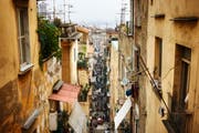 Back alley among the crowded neighborhoods of Naples Italy.