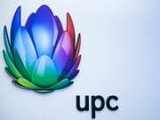 Wie es weitergeht mit dem Replay-TV ist ein grosser Zankapfel zwischen TV-Sendern und Kabelnetzen: Logo des Kabelnetzbetreibers UPC. (Bild: KEYSTONE/MANUEL LOPEZ)