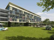 Die Genossenschaft Bad Rans erlitt Schiffbruch: Das luxuriöse Parkhotel im Ortsteil Bad Rans in Sevelen SG wurde nie realisiert. Die Verantwortlichen stehen ab Montag vor Gericht. (Bild: Visualisierung)