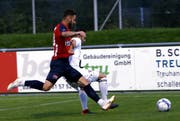 Hatte Ladehemmungen wie viele seiner Mitspieler auch: Cham-Stürmer Célien Wicht. (Bild: Werner Schelbert, 19. September 2018)