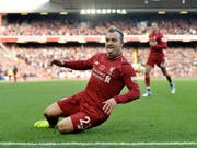Xherdan Shaqiri jubelt nach seinem zweiten Saisontreffer (Bild: KEYSTONE/EPA/PETER POWELL)