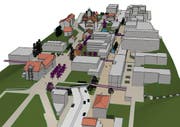 So könnte die Kantonsstrasse im Ebikoner Dorfzentrum dereinst verschwinden. (Visualisierung: PD)