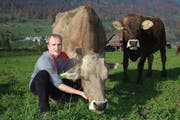 Landwirt Martin Hug aus Alpnachstad mit Kuh Debora . (Bilder Marion Wannemacher (9. November 2018))