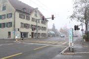 Der Fussgängerstreifen in St.Fiden, auf dem am Mittwoch eine Frau angefahren. (Bild: Stadtpolizei St.Gallen - 14. November 2018)