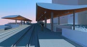 So soll der S-Bahnhof Mattenhof – ein wichtiger ÖV-Knoten in Luzern Süd – nach der Umgestaltung aussehen. (Visualisierung: PD)