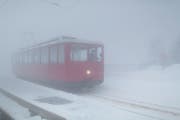 Eine Zahnradbahn der Rigi-Bahnen fährt von Staffel in Richtung Kulm. (Archivbild Keystone)