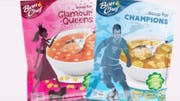Die Queen und der Kicker: die Mädchen- und Bubensuppen der Migros. (Bild: ZVG)