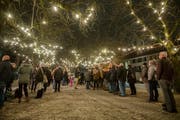 Die Lämpli leuchten auf der Promenade. Man steht für einen Becher Gratis-Glühwein an. (Bild: Reto Martin)