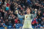 Basel-Keeper Jonas Omlin: Jubelt er auch am Sonntag gegen sein Ex-Club Luzern? (Bild: Andy Müller/Freshfocus (Basel, 4. November 2018))