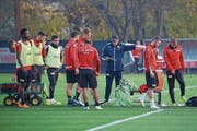Dirigiert Union nach vorne: Trainer Urs Fischer (in Blau). (Bild: Michael Hundt/Imago (Berlin, 7. November 2018))