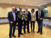 Der Kreuzlinger Stadtrat in seiner neuen Zusammensetzung: Thomas Beringer, Markus Brüllmann, Thomas Niederberger, Dorena Raggenbass und Ernst Zülle. (Bild: Martina Eggenberger)