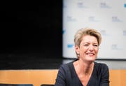 Karin Keller-Sutter bei der Bekanntgabe ihrer Kandidatur. (Bild: Thomas Hary)