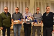 Sie waren die fünf besten Jasser: Lorenz Zurfluh (4. Rang), Josef Arnold (2. Rang), Sieger Paul Zgraggen, Josef Imholz (3. Rang) und Gottfried Gisler (5. Rang). (Bild: Georg Epp (Altdorf, 22. November 2018))