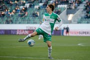 Gianluca Gaudino Ende Oktober im Dress des FC St.Gallen. (Marc Schumacher/freshfocus)