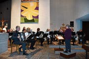 Das Akkordeonorchester beim Konzert. (Bild: Ramona Riedener)