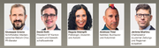 V. l. n. r. Giuseppe Gracia Schriftsteller, Mediensprecher Bistum Chur, PR-Berater, David Roth Präsident SP Kanton Luzern und Gewerkschaftssekretär, Regula Stämpfli Politologin, Dozentin und Autorin, Andreas Thiel Satiriker, Buchautor und Kolumnist und Jérôme Martinu Chefredaktor «Luzerner Zeitung» und Regionalausgabe.