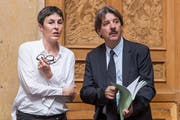 Wird sie seine Nachfolgerin beim Schweizerischen Gewerkschaftsbund? Barbara Gysi und Paul Rechsteiner im Bundeshaus. (Bild: Keystone/Alessandro della Valle)