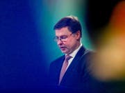 In einem Brief an den EU-Abgeordneten Markus Ferber schreibt EU-Vizekommissionspräsident Valdis Dombrowskis (Bild), die Fortschritte bei den Gesprächen mit Bern über ein institutionellen Rahmenabkommen reichten «zum jetzigen Zeitpunkt» nicht aus, um die Äquivalenz der Schweizer Börse zu verlängern. (Bild: KEYSTONE/EPA/STEPHANIE LECOCQ)