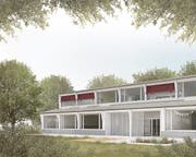 Das Siegerprojekt «Baloo» sieht einen Neubau zwischen der Schul- und der Urbanstrasse vor. (Bilder: PD / Allemann Bauer Eigenmann Architekten AG)