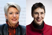 Ständeratspräsidentin Karin Keller-Sutter (links) begann ihre Politkarriere als Stadtparlamentarierin und Regierungsrätin, Nationalrätin Barbara Gysi (SP) als Stadtparlamentarierin und Stadträtin. (Bilder: Gaetan Bally, Peter Klaunzer/Keystone)