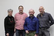 Ida Schuler und Adrian Zgraggen treten im Co-Präsidium die Nachfolge von Othmar Schuler (rechts) an. Betriebsleiter Hubert Gamma (Dritter von links) konnte sein 30-Jahr-Jubiläum feiern. (Bild: Markus Zwyssig (Schattdorf, 29. November 2018))