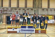 Das aus einheimischer Sicht erfreuliche Siegerpodest: Anja Grässli, Emanuel Meier (beide Rheintal Speeders), Severin Wirth, Zrinka Jagei, Regina Ströbel, Uwe Schraub, sowie das zweite Rheintal-Speeders-Team Judith Müller und Samuel Meier (von links). (Bild: Adrian Ehrbar)
