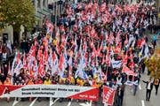 Kundgebung der Gewerkschaften am Dienstag in Zürich. (Bild: PD)