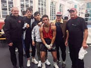 BC Rheintal (von links): Kampfrichter Thomas Walser, Francesco Licchetta, Azghar Mohammadi, Matheus de Sousa, Muhammed Temizer und Trainer Walter Walser. (Bild: pd)