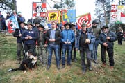 Die Bechergewinner der Sektion Engelberg-Anderhalden (von links): Christoph Gariget, Michael Hafner, Michael Böbi und Paul Hurschler. (Bild: Urs Hanhart, Rütli, 7. November 2018)