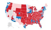 Rot: Republikaner, Blau: Demokraten (Bild: New York Times)