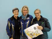 Monika Ammann, Maja Kunz und Judith Tobler (von links) gewinnen die Schweizer Meisterschaft im Team-OL der Seniorinnen mit grossem Vorsprung. (Bild: pd)