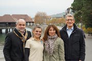 Die Macher der Eisarena: Alexander Kleger, Angela Belbute, Tanja Alismeno und Markus Wanner (von links) vom Verein Netzwerk Rorschach. (Bild: Sandro Büchler)