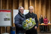 Oliver Gröble (links) nach seiner Wahl zum Nachfolger von Fredi Widmer. (Bild: Hanspeter Schiess, 25. November 2018)