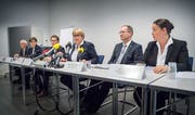 An der Medienkonferenz Untersuchungsbericht Hefenhofen stellte sich die komplette Thurgauer Regierung den Fragen der Medienschaffenden. (Bild: Andrea Stalder, 31. Oktober 2018)